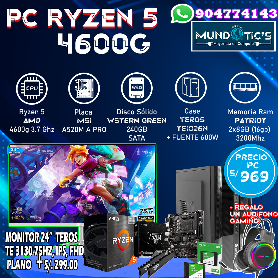 Ryzen 5 4600g 2x8GB 240GBSSD MundoTic s Mayorista en Computo