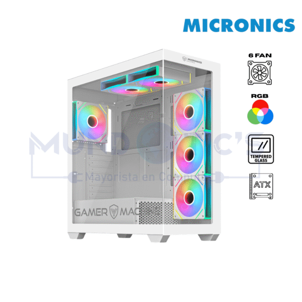 CASE MICRONICS MATRIX- MIC GC808.6W C/ 6 FAN ATX BLANCO