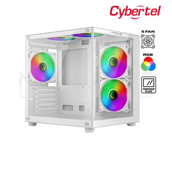 CASE GAMER CLIPPER CBX5007W 5FAN RGB PECERA S/FUENTE WHITE