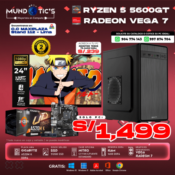 RYZEN 5 5600GT+ 16GB RAM + 512GB SSD