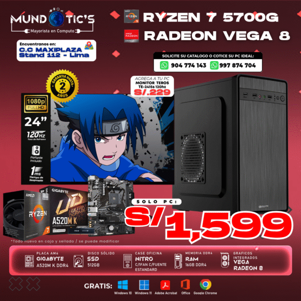 RYZEN 7 5700G+ 16GB RAM + 512GB SSD