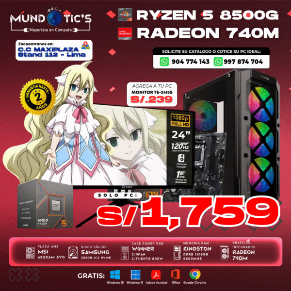 RYZEN 5 8500G+ 16GB RAM + 256GB M.2
