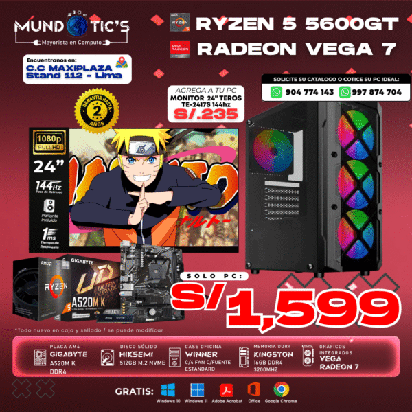 RYZEN 5 5600GT+ 16GB DDR4+ 512GB M.2