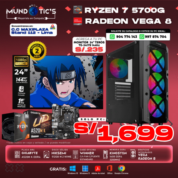 RYZEN 7 5700G+ 16GB RAM + 512GB M.2