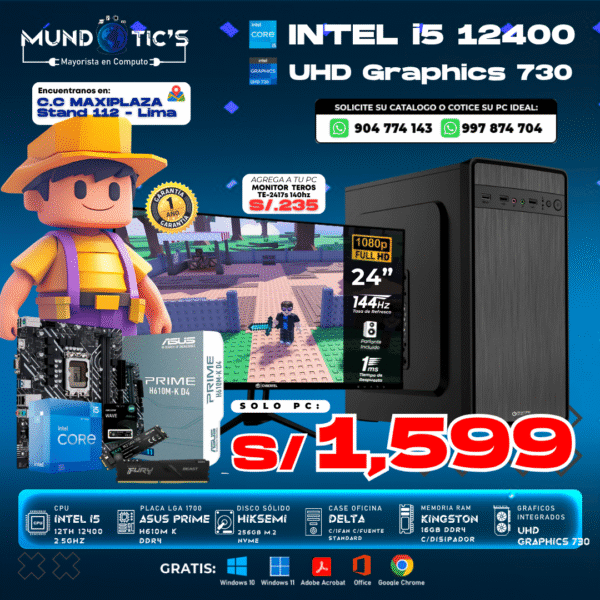 PC Core i5 12400 16GB 250GB SSD M.2