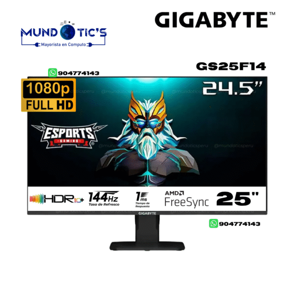MONITOR GIGABYTE GS25F14 24.5 FHD 1920x1080/144HZ/1MS/AMD RADEON